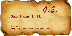 Geiringer Erik névjegykártya